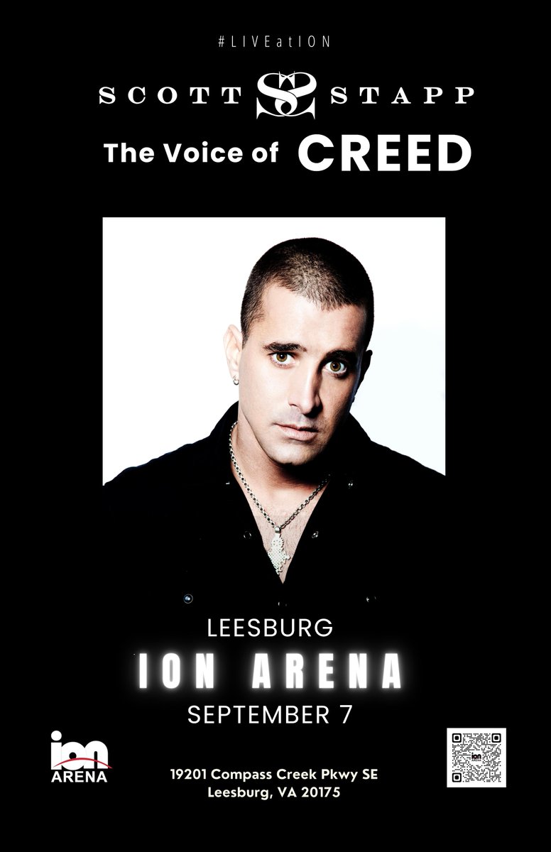 🎸 𝑺𝒄𝒐𝒕𝒕 𝑺𝒕𝒂𝒑𝒑, the voice of 𝑪𝑹𝑬𝑬𝑫

🤘 Rock at Ion Arena! 🤘
Get ready for an unforgettable night as the iconic voice behind hits like "With Arms Wide Open," "Higher," "Purpose for Pain," and "My Sacrifice" electrifies the atmosphere.
🎟️ tinyurl.com/ScottStappatIon