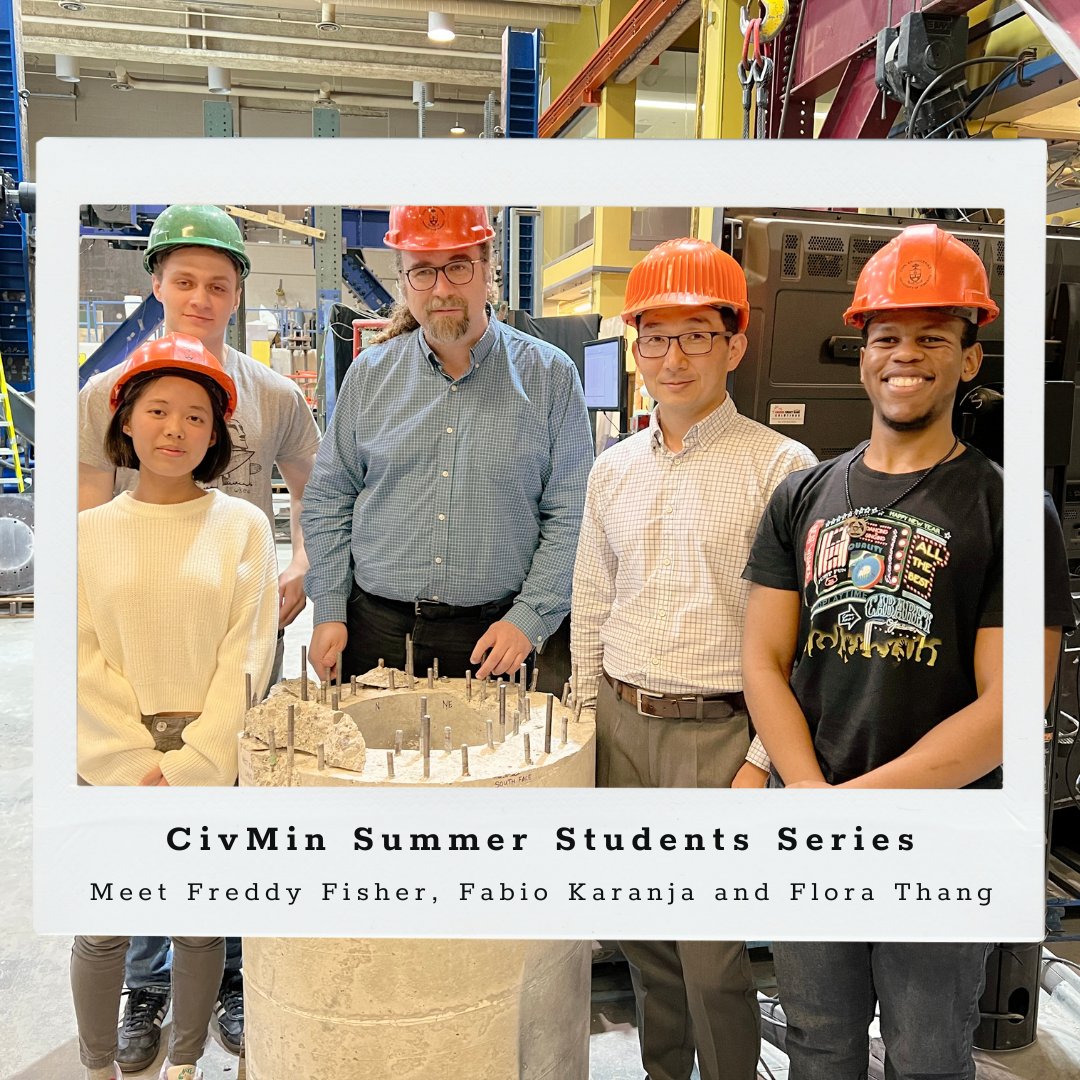 civmin's tweet image. 👋 #CivMin Summer Student Series: Meet Freddy Fisher, Fabio Karanja & Flora Thang
They're exploring nuclear containment structures leakage in our #structuraltesting facilities, under the supervision of Profs Kwon & Bentz.
🖱️ Read more: uoft.me/9tw
#civilengineering