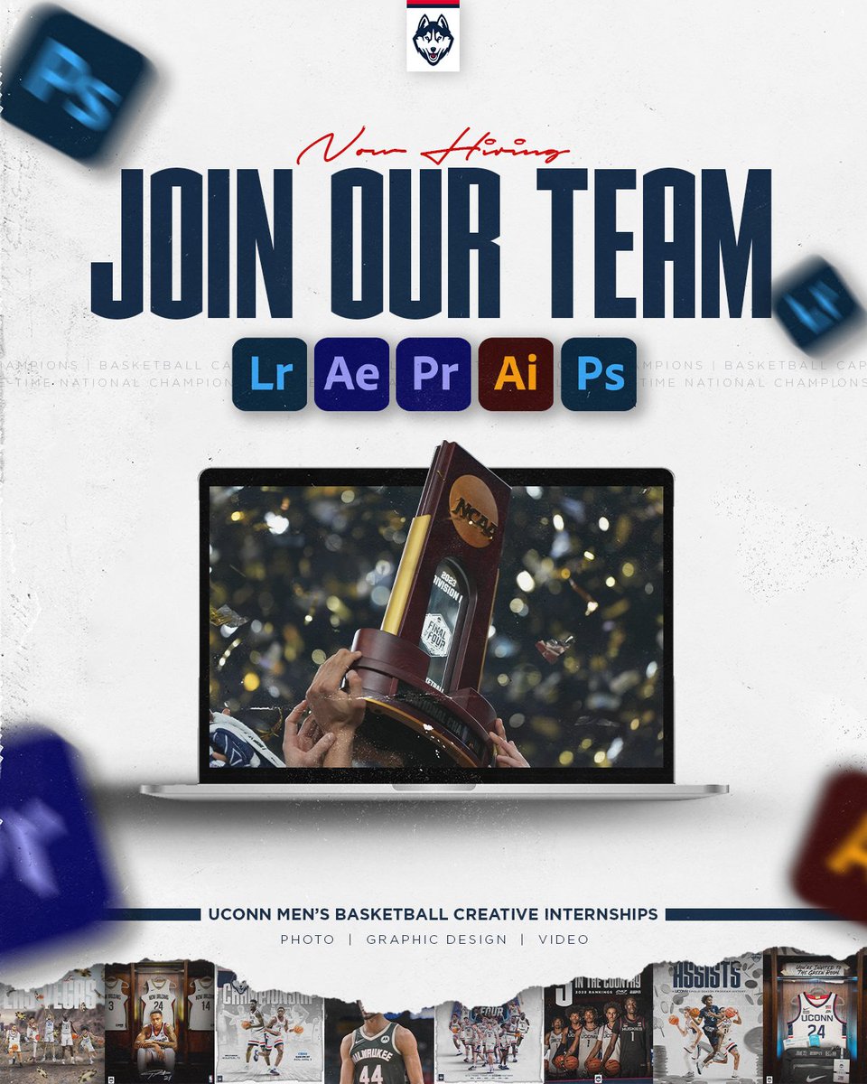 UConnMBB's tweet image. Are you a UConn student interested in graphic design or content creation?

We're looking to grow our team! See full job descriptions and apply below ⤵️

uconnhuskies.com/internships