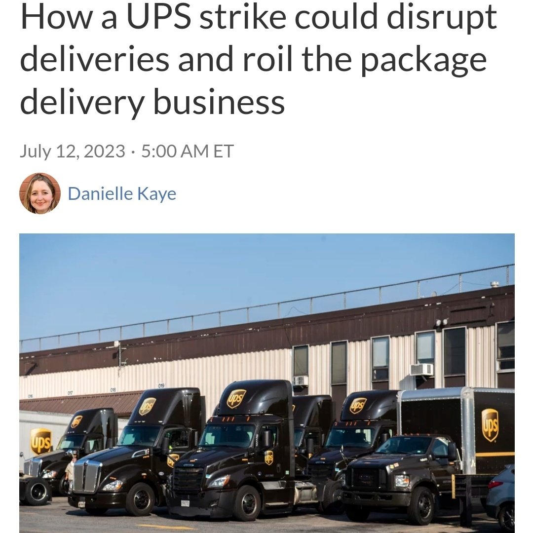EverSoHappyArt's tweet photo. Heads up to small business owners if you're not already aware! UPS is positioned to go on strike early August if negotiations don't go well 😬🤞🏼 let's root for our postal workers but also make sure to brace for shipping delays for customers and inventory needs! https://t.co/hlpBSAeDPX