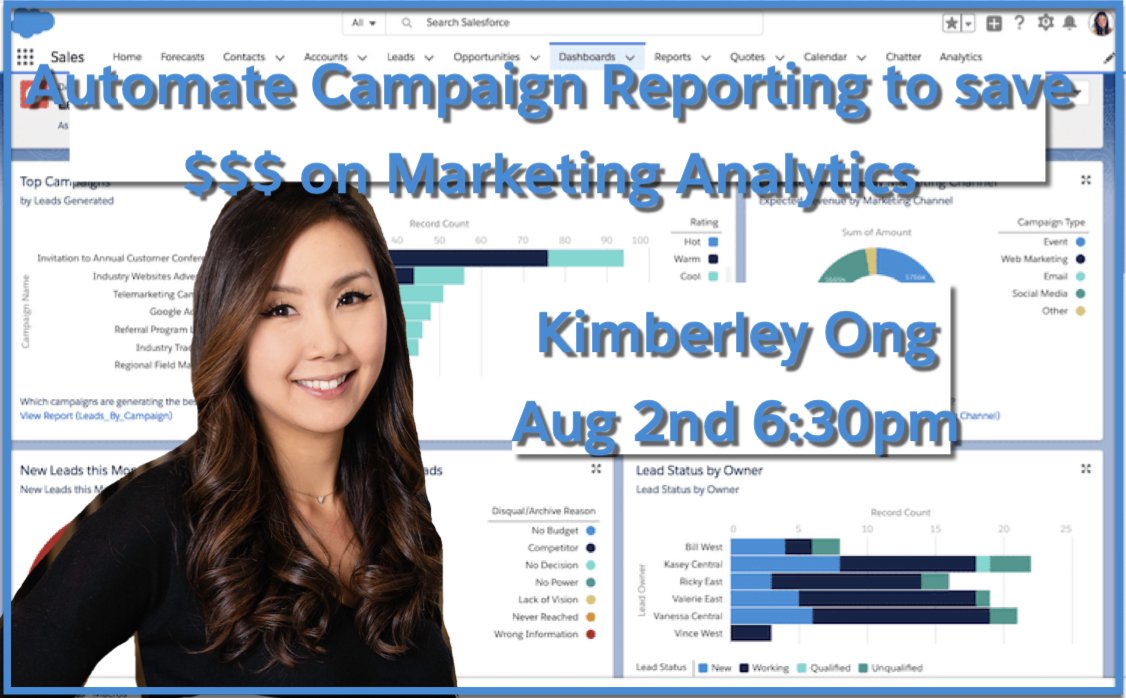 pugnyc's tweet photo. Join #MarketingChampion @kimieOng  at the #NYC #MarketingCloud #TrailblazerCommunity for "Automate #Salesforce Campaign Reporting to save $$$ on Marketing Analytics" w/ #ConnectedCampaigns + #RollupSummaries with #DataVisualization l  RSVP  8/2 at 6:30pm:

https://t.co/j2KGvakEIb https://t.co/OeUXzR8fr0