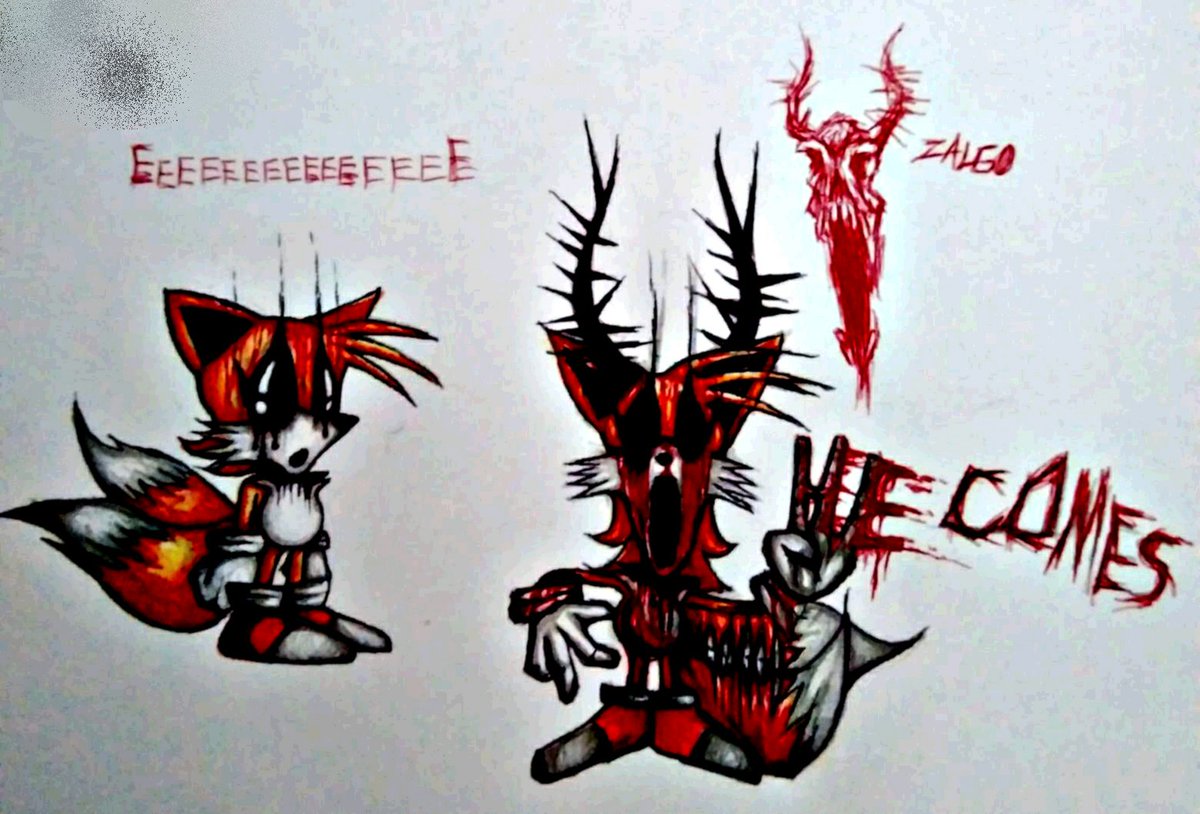 THE ONE WHO WAITS BEHIND THE WALL. #HECOMES #sonicexe #Zalgo #creepypasta  #TailsTheFox, image size:1200x814