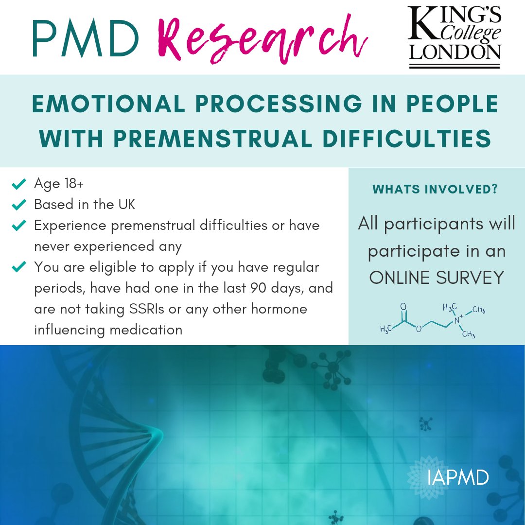IAPMD_clinical's tweet image. Researchers at @LifeatKings are exploring whether individuals who have premenstrual difficulties process their emotions differently to those who don’t experience premenstrual difficulties. Participants will be asked to complete an ONLINE SURVEY.
➡️iapmd.org/studies-clinic… #pmds