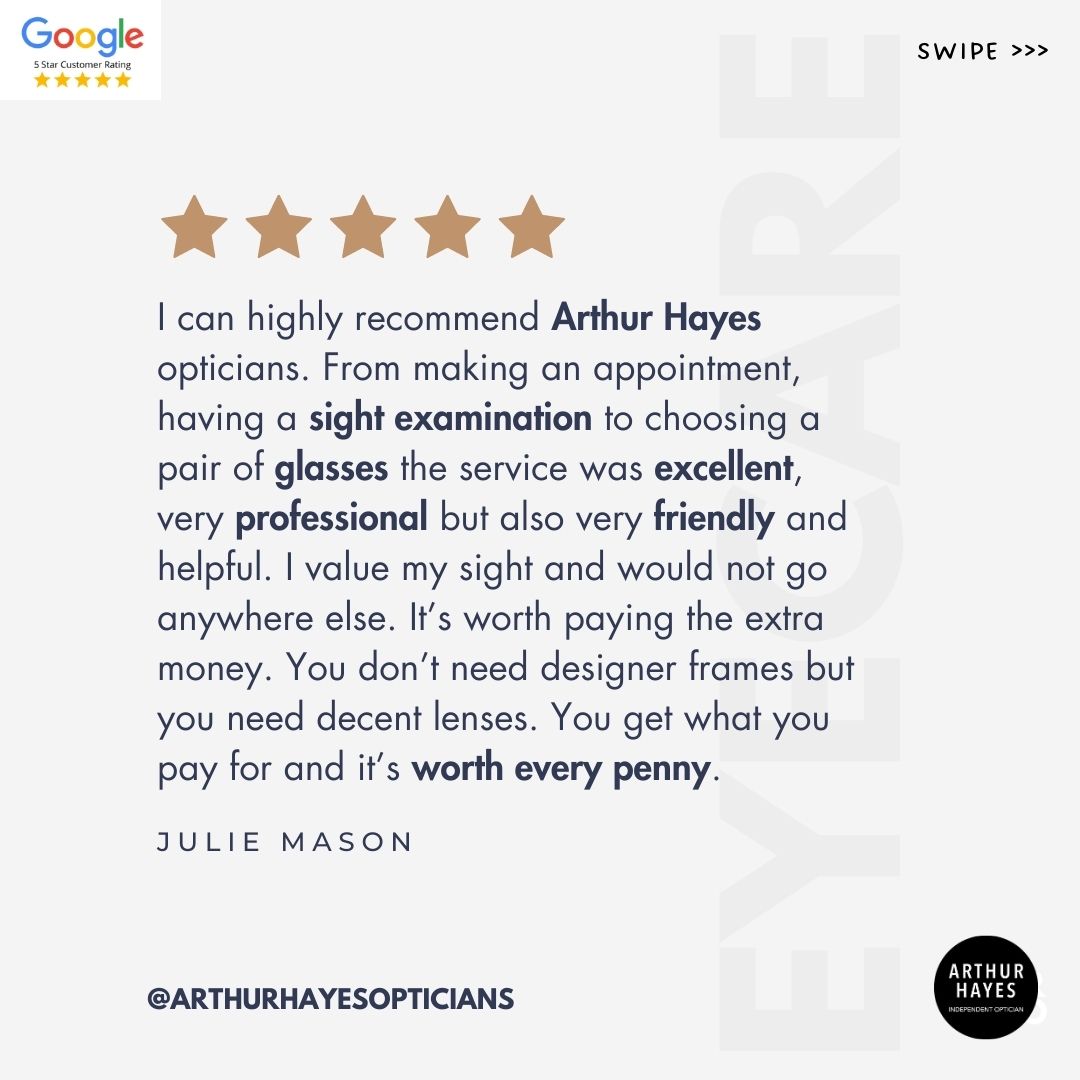 ArthurHayesEG's tweet photo. Great Reasons to Visit Arthur Hayes Opticians
✅ Friendly atmosphere.
✅ Great service and expert knowledge.
✅ Professional expertise with a human touch.
✅ Excellent products and customer service.
✅ Personalized attention to detail.

Book today:
https://t.co/wC2AkNXK3v https://t.co/piZbxYL8ue