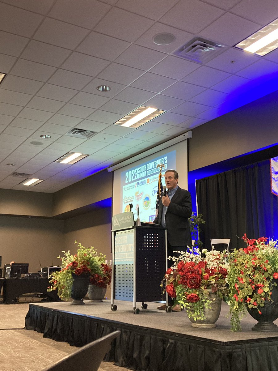 Lieutenant Gov. Larry Rhoden addresses the group at the SD Governor’s Ag Summit, defending Gov. Norm’s track record on protecting property rights.