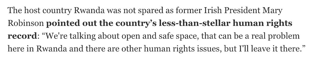 YolandeMakolo's tweet photo. On this misguided comment, @sarajerving, one must ask: Where does Mary Robinson think #WD2023 should have taken place that would be acceptable to her standards? Is the West really in a position to brag about human rights? 1/2
https://t.co/D3lKTeJtx4 https://t.co/y2Lt6FV8Wm
