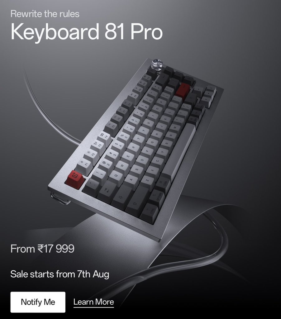TechBrainiac's tweet photo. Na keyboard dini kana koncham cheap but 300% more worth. And more feature packed!!
#oneplus #OneplusKeyboard81Pro https://t.co/rl2ktMYWI3