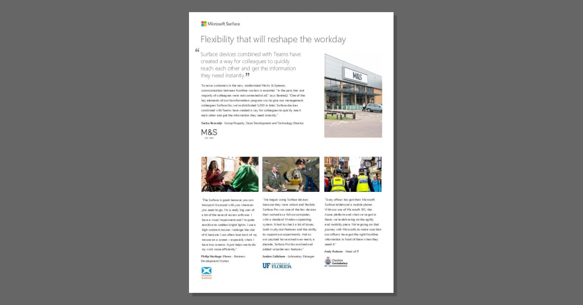 Reshape the workday with flexible #Microsoft @Surface devices! Check out this document for customer stories that will show you what is possible with Surface. 🤔 Order devices for your fleet with help from Lanlogic. stuf.in/bbugab