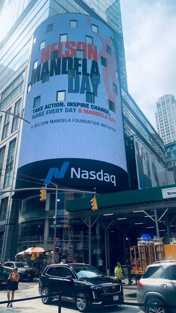 The @Nasdaq screen in @TimesSquareNYC in honour of #MandelaDay today. 

#ItIsInYourHands 
#MandelaDay2023 
#Mandela10