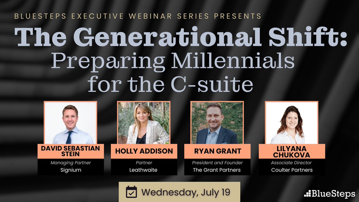 CoulterPartners's tweet photo. Lilyana Chukova will be a panelist at the BlueSteps webinar, "The Generational Shift: Preparing Millennials for the C-suite" tomorrow.

Find out more here: https://t.co/VSJKJoP6es https://t.co/zZs2w6O3wL