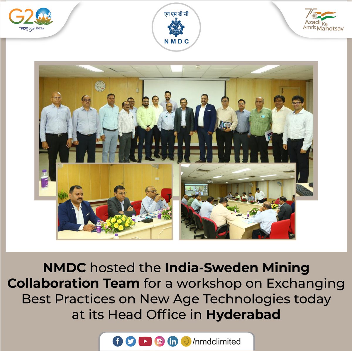 nmdclimited's tweet photo. The Research Exploration and Development Department from NMDC met with the teams from Sweden Sverige, Business Sweden and Sweden Mining Innovation to discuss the current challenges in the mining ecosystem and Next Gen technological solutions. (1/2) https://t.co/ID6hSzY7ia