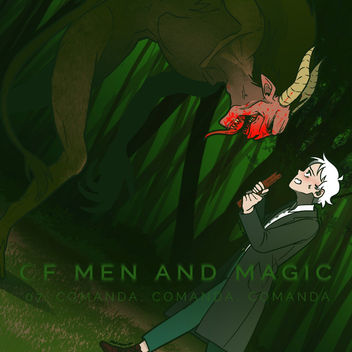 #panels from my #webtoon Of Men and Magic chapter 7! Davie and Heather have to face the #Krampus, a a half-goat, half-demon #monster. 
Read the chapter on <a href="/webtooncanvas/">WEBTOON CANVAS</a> here: bit.ly/of-men-and-mag…