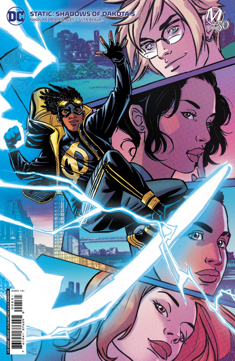 Also out today my colors for this variant Cover for STATIC: SHADOWS OF DAKOTA #5 by the awesome @Ariotstorm 🚀🚀 Interiors by @definitelyvita and @NikDraperIvey @DCOfficial #DCComics #Static #StaticShock #MilestoneComics #EarthM
