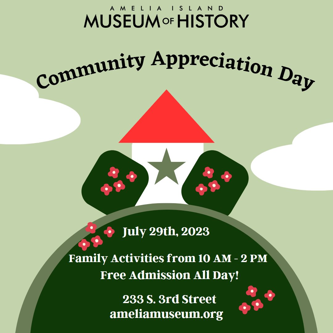 ameliamuseum's tweet photo. It's time again for Community Appreciation Day!

Join us Saturday, July 29th from 10 AM to 2 PM for family friendly activities and to enjoy our garden and its gazebo!

Admission to the museum will also be free all day, as a thank you to our lovely community.

See you there! https://t.co/uGbVnTOA8j