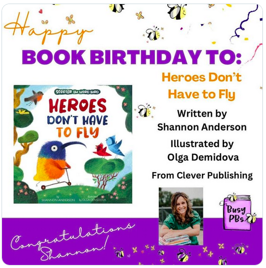 HEROES DON'T HAVE TO FLY...but armed with the right words, they can SOAR! Happy book birthday to my brilliant friend, author @Shannonteaches & amazing artist Olga Demidova! 🥰