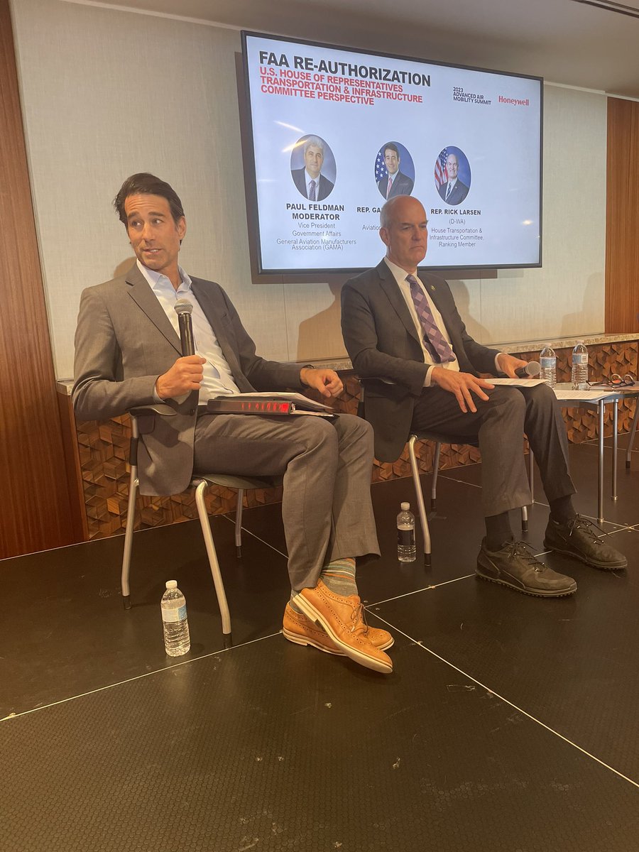 peterwtrue's tweet photo. Ranking Member @RepRickLarsen & @RepGarretGraves talking bipartisan FAA reauthorization at the @honeywell Advanced Air Mobility Summit #CleanerAndGreener #BuddyCopComedy https://t.co/IuwcyRSnn6