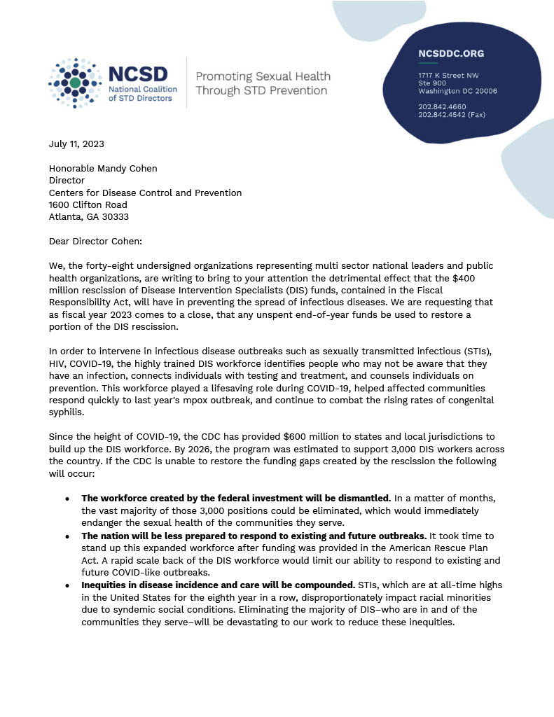 NASTAD's tweet photo. NASTAD, @NCSDDC, and nearly 50 public health organizations are calling on Congress to restore axed DIS funding--will you? Join us in urging @CDCgov to work to ensure adequate funding is provided to protect the health of our people.

Read the letter here: https://t.co/onSfEIVTAA https://t.co/hVQ9hxogWO