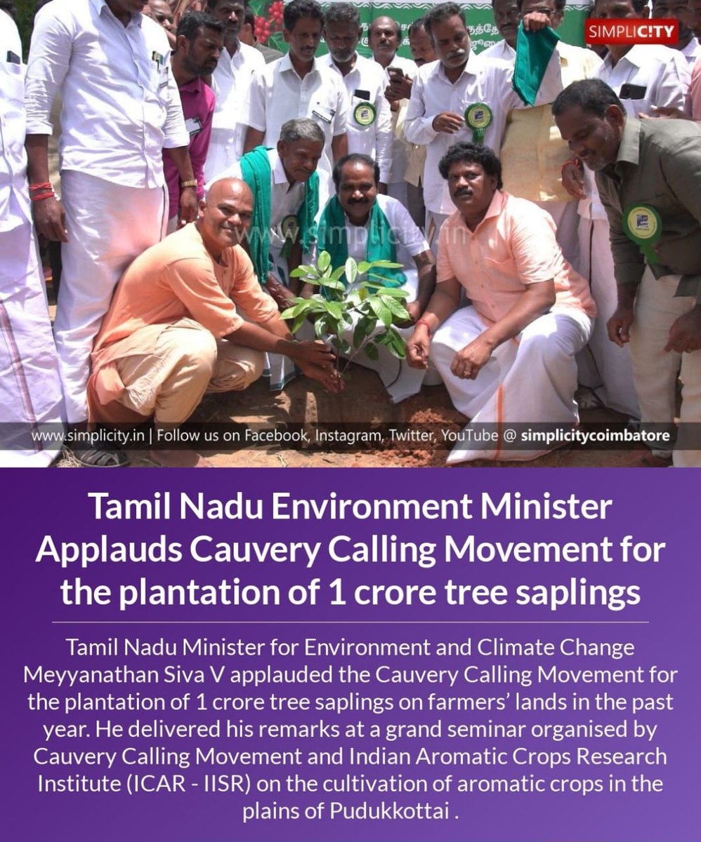 Enabling farmers to create Wealth on their Land is the need of the hour. Wonderful to note the Hon’ble Minister Shri <a href="/SMeyyanathan/">Siva.V.Meyyanathan (சிவ.வீ.மெய்யநாதன்)</a>'s commitment to long-term ecological &amp; economic wellbeing of the State &amp; the farming community. Best Wishes. -Sg #CauveryCalling