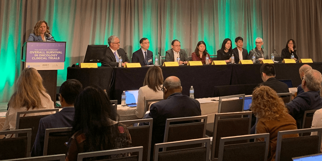 Ruben Mesa and Lisa Rodriguez led a session on 'Overall Survival as a Pre-specified Endpoint' during today's @FDAOncology-AACR-@AmstatNews workshop. The panel recommended pre-specifying #OverallSurvival analyses in all trials. bit.ly/3DiOYPr #AACRSciencePolicy @mpdrc