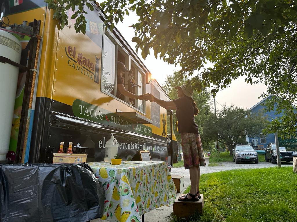 WCKitchen's tweet photo. The El Gato Cantina meal distribution site in Johnson, VT has become a gathering point for people in the area impacted by last week’s flooding. Neighbors brought a table and chairs for families to take a break from cleanup efforts and enjoy a meal together.
#ChefsForVermont https://t.co/J7fYoVqj1e