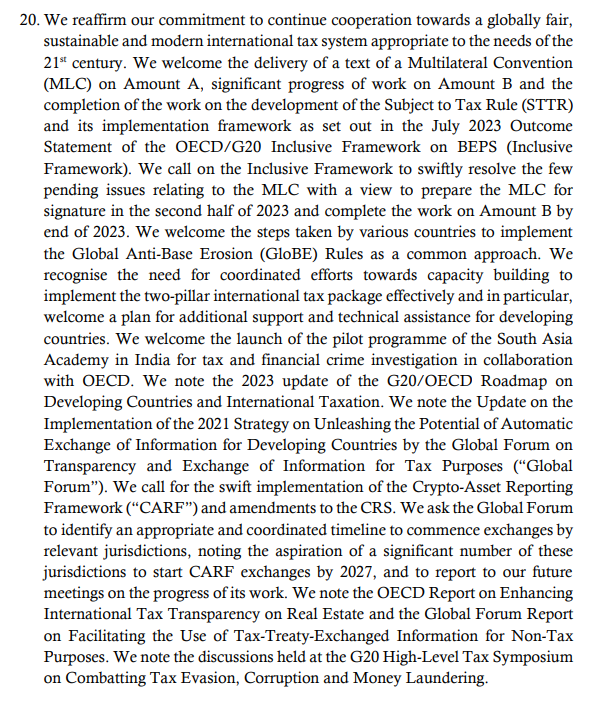 The Chair's Summary of this week's #G20 Finance Ministers and Central Bank Governors meeting is now available. See what it means for the #OECD’s international #tax agenda ⤵️

#G20India