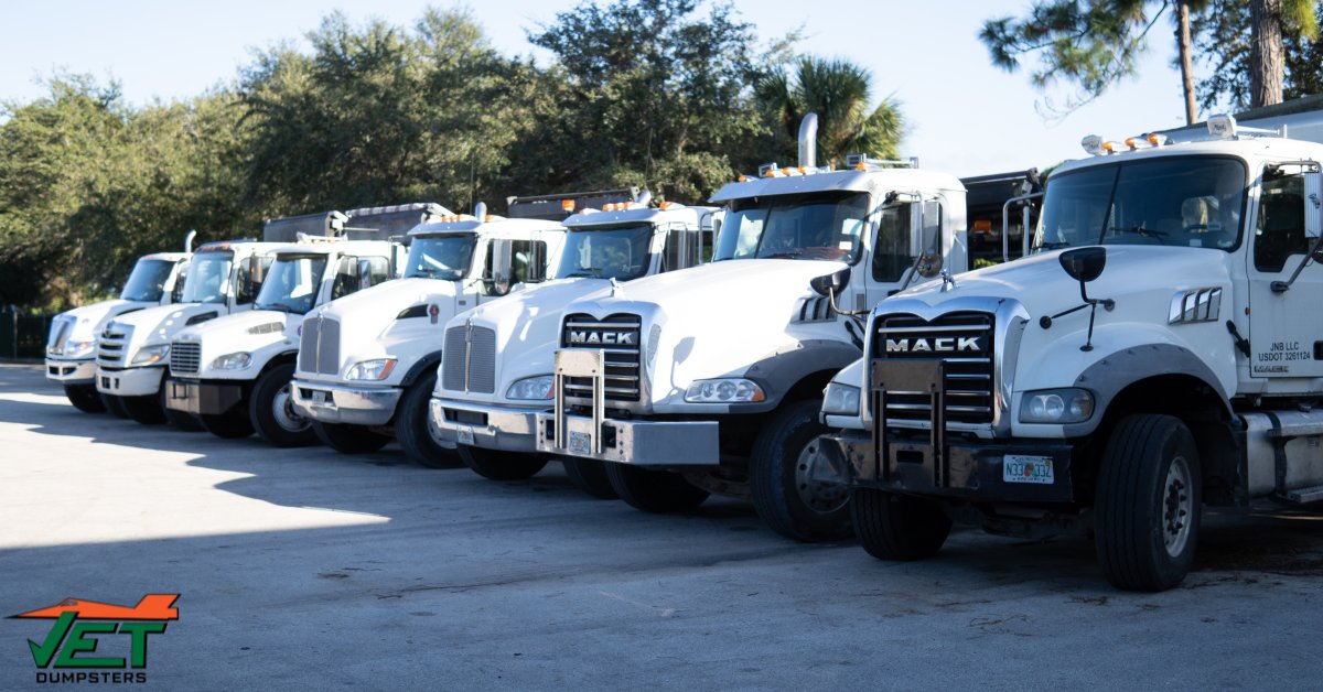 Our fleet at Jet is always ready to work for our trusted clients! We support our local community in many ways such as debris hauling, garbage pick-up, &amp; clean-outs!

Give Jet Roll Off Dumpster Rentals a call for more information or check out our website for dumpster sizes!