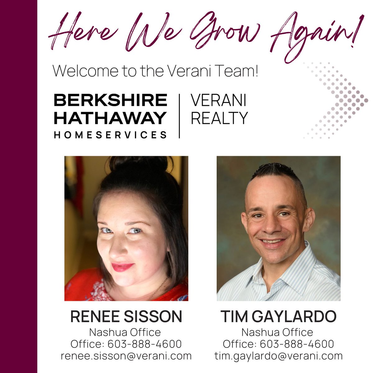 CocoEarlyRE's tweet photo. Our Verani family is growing again!! Please join us in welcoming Julie, Lance, Renee &amp; Tim! 🌱🤩🎉 We're delighted to have you all on our team and can't wait to watch your careers grow!

#newagents #welcometotheteam #realtors #nhrealtors #marealtors #merealtors #realestate https://t.co/GD5txUTYbR
