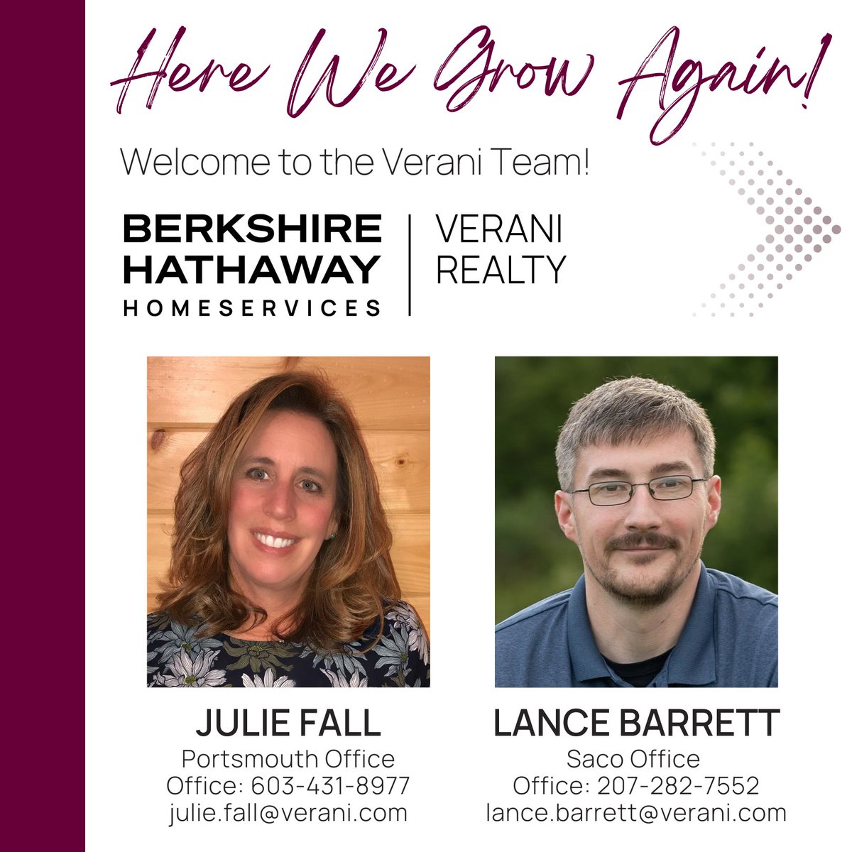 CocoEarlyRE's tweet photo. Our Verani family is growing again!! Please join us in welcoming Julie, Lance, Renee &amp; Tim! 🌱🤩🎉 We're delighted to have you all on our team and can't wait to watch your careers grow!

#newagents #welcometotheteam #realtors #nhrealtors #marealtors #merealtors #realestate https://t.co/GD5txUTYbR