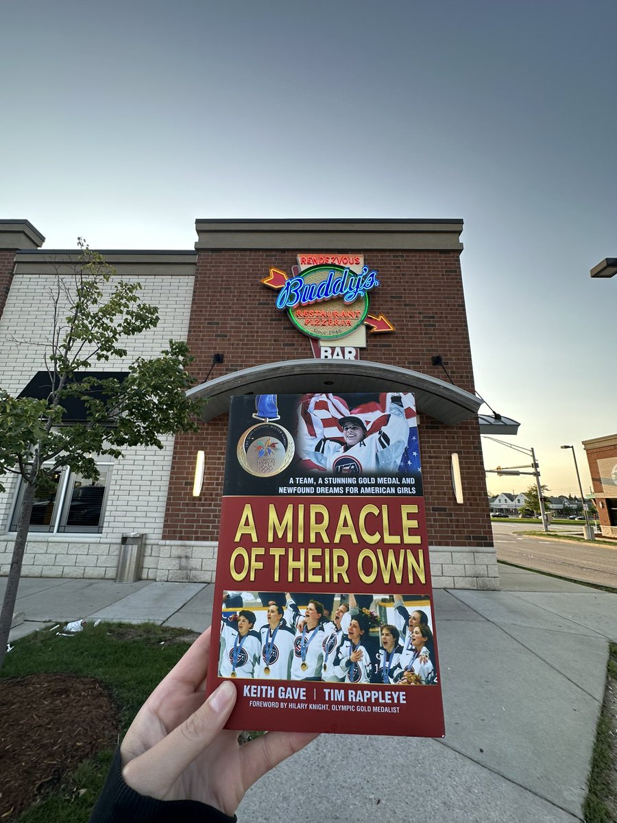 jtribs14's tweet photo. Today is the day! 

Dine in or take out with @buddyspizza in Ann Arbor from now until 9PM. 20% of all meal’s prices will benefit @umichwhockey. 

@KeithGave &amp; @teeraps will be selling signed copies of “A Miracle Of Their Own” - half of all proceeds benefit UMich WoHo. #GoBlue https://t.co/Rt9hOj8yKV