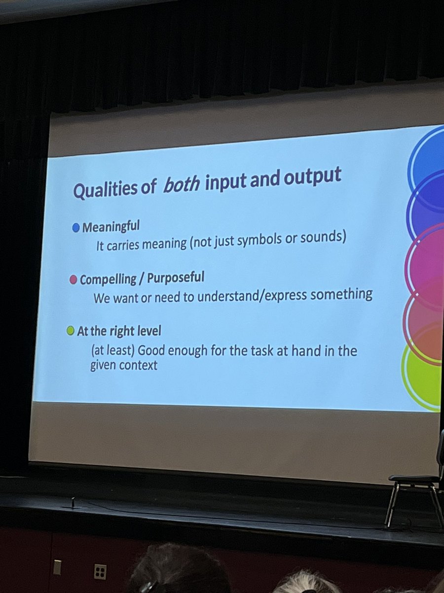 SraBlum's tweet photo. Input and output should come at the right level for the given context. It should be good enough for the task at hand. @Prof_F_Henshaw #fluencymatters23 https://t.co/Bza0vnCbhj