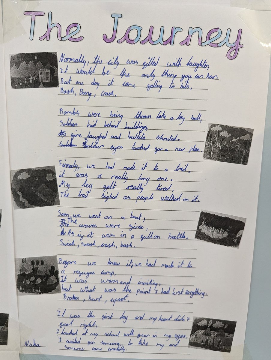 FishpondsCE's tweet photo. Year 5 children also wrote poetry linked to our book The Boy at the Back of the Class @OnjaliRauf https://t.co/ToCbj3yYrq