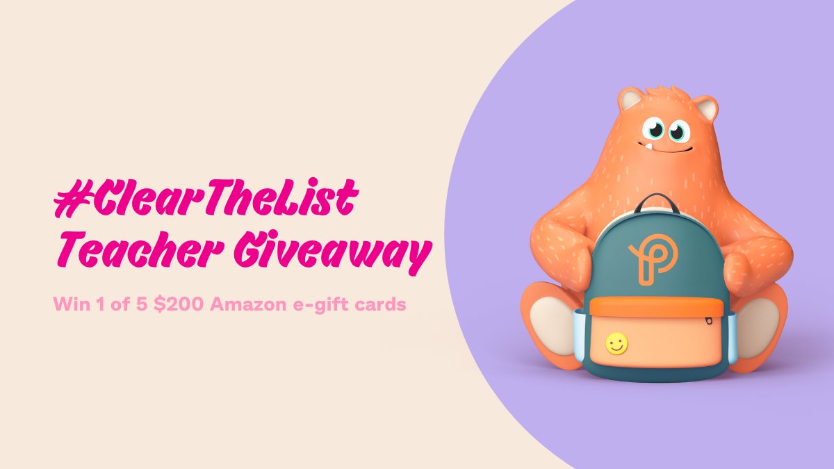 #TeacherTwitter, we want to help you get the classroom supplies you need this school year! To enter for a chance to win 1 of 5 $200 Amazon e-gift cards: 🤩 Follow @prodigygame 🤩 Retweet & like this post 🤩 Tag a #teacher friend & use the hashtag #clearthelist