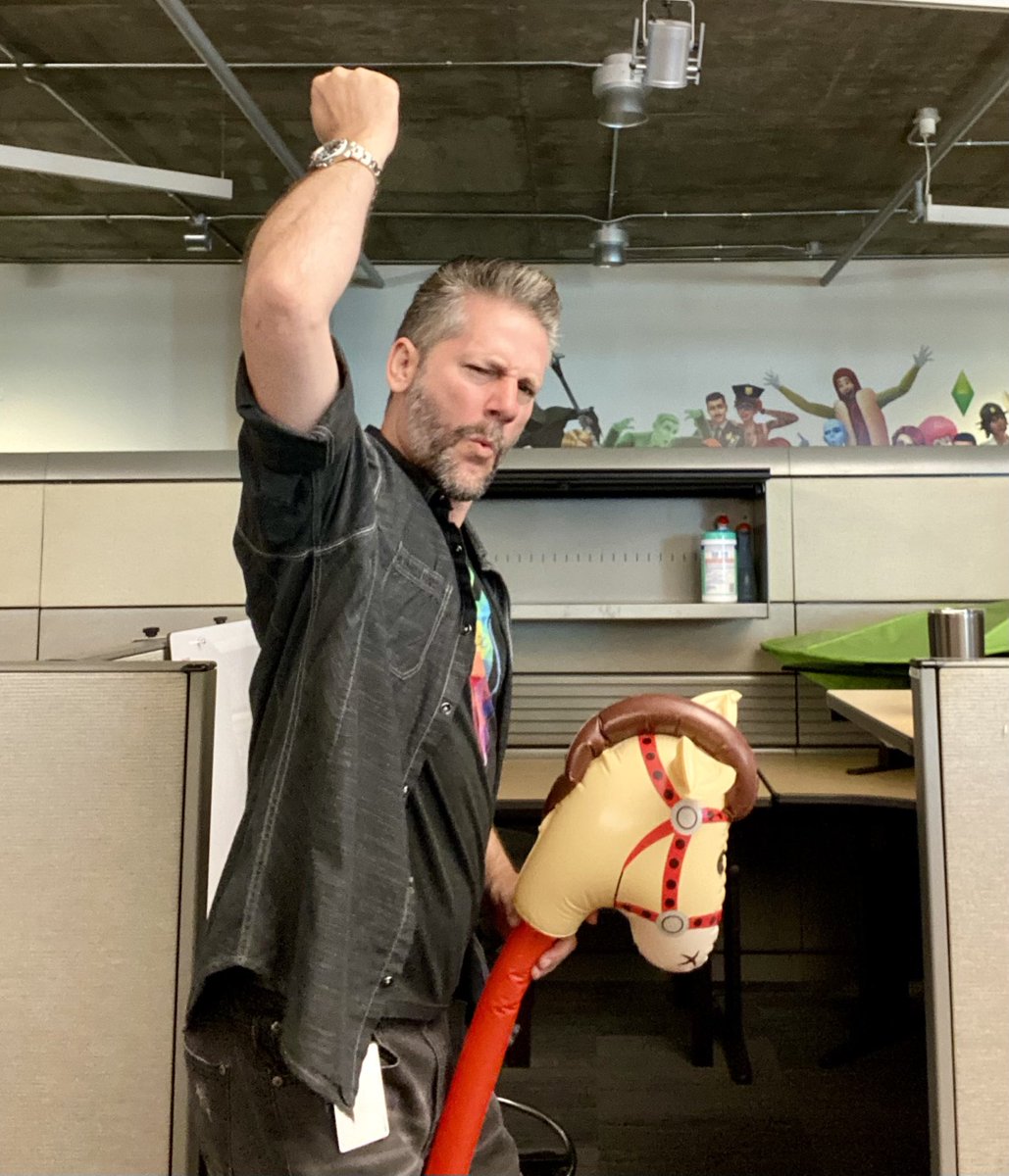 SimGuruNinja's tweet photo. Horsing around in the office https://t.co/Fd4EfhGkGy
