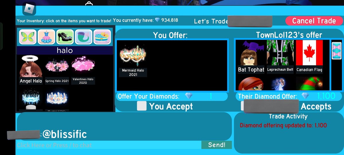 bIissfic's tweet photo. #69 
Sold Mermaid 2021 halo to @vioIetMOO for 18$ Paypal, she went first and got the halo right away! https://t.co/8FVQxwz3JC