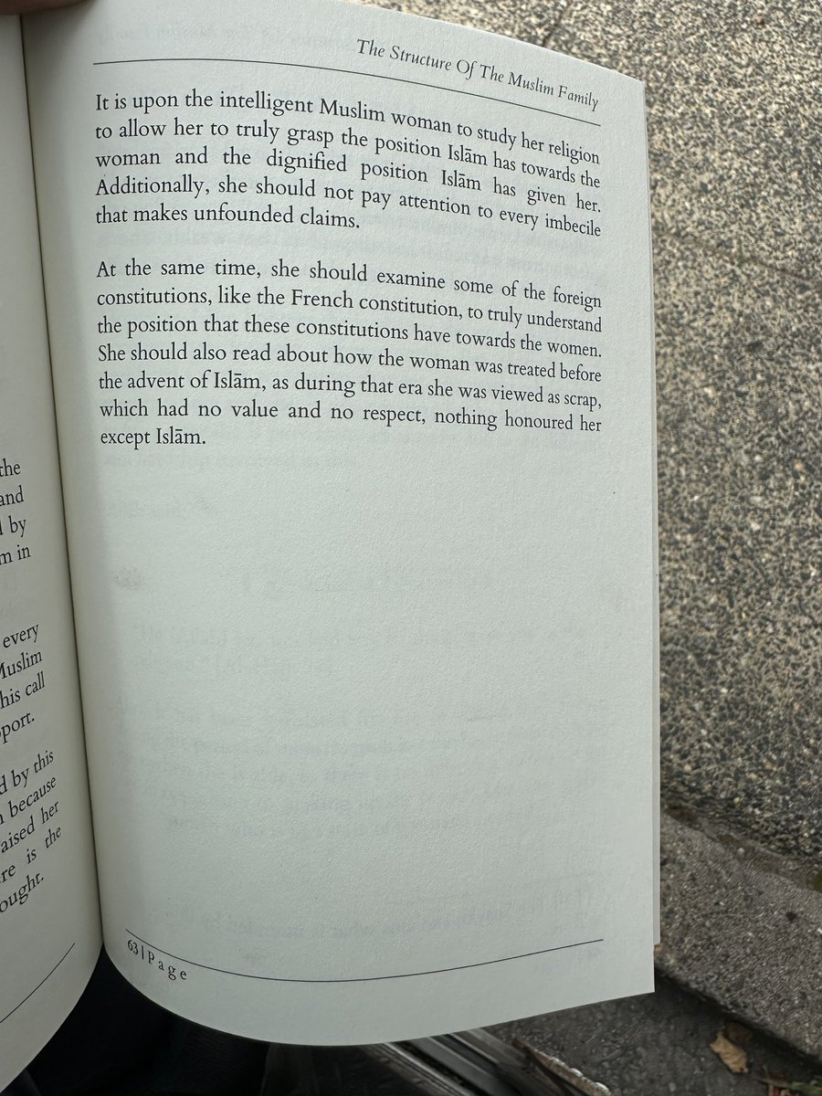 Abdul__Maalik's tweet photo. This 3 page chapter is HEAVY! It is titled “Islām does not oppress the woman”! Subhan’Allah❤️ one of my favorite classes/books right now! The book is titled THE STRUCTURE OF THE MUSLIM FAMILY by the noble scholar Al-Allāmah, Shaykh Muhammad Amān Al-Jamī #AMustHave https://t.co/28PYik3TGG