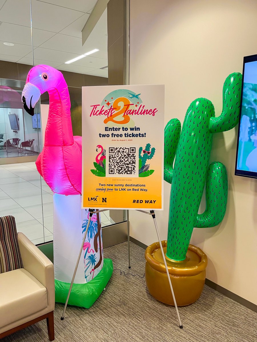 LincolnChamber's tweet photo. Big things in store at the @LNKairport...🦩🌵

Spot these inflatables around town for a chance to win a @goflyred getaway for two.🌞 #FlyLNK #GoFlyRed https://t.co/t0LIIfOqni