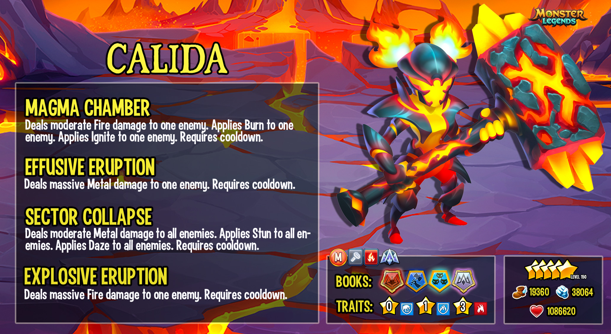 Monster Legends on X: Calida is as dangerous as she is cute. Born from an  egg infused with runic magic, she was a surprise to everyone. Her fire  comes from within, and