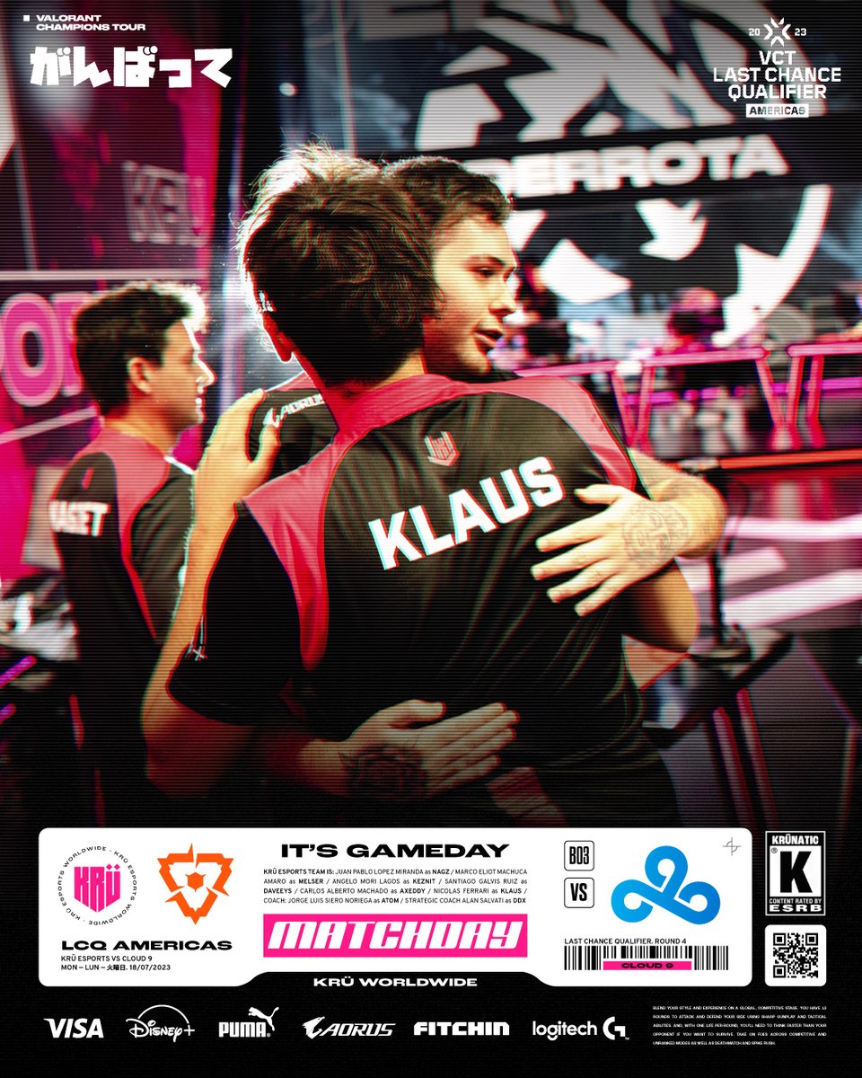 KRÜ Esports (@kruesports) on Twitter photo SIGUE LA MARATÓN!
Es Final de Winner Bracket vs <a href="/C9VAL/">Cloud9 VALORANT</a>!
🗓️HOY - HOJE
🕖14hs🇲🇽/16hs🇨🇱/17hs🇦🇷🇧🇷/22hs🇪🇸/05hs🇯🇵
▶️twitch.tv/valorant_la
▶️twitch.tv/vela
▶️twitch.tv/kruesports SIGUE LA MARATÓN!
Es Final de Winner Bracket vs <a href="/C9VAL/">Cloud9 VALORANT</a>!
🗓️HOY - HOJE
🕖14hs🇲🇽/16hs🇨🇱/17hs🇦🇷🇧🇷/22hs🇪🇸/05hs🇯🇵
▶️twitch.tv/valorant_la
▶️twitch.tv/vela
▶️twitch.tv/kruesports