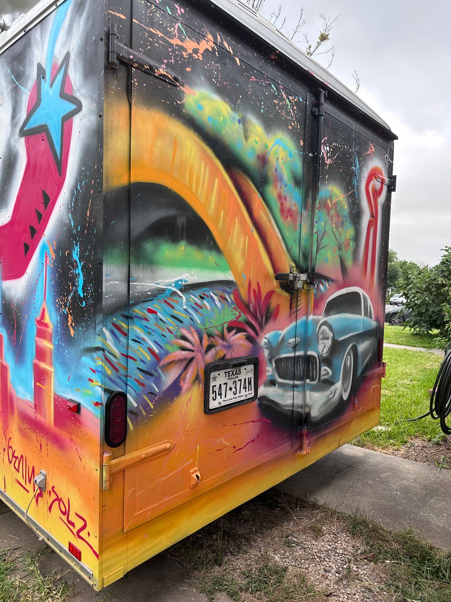 We had the honor of hiring a special artist to spray paint our trailer. He did an ABSOLUTE masterpiece!!!! We are so happy!