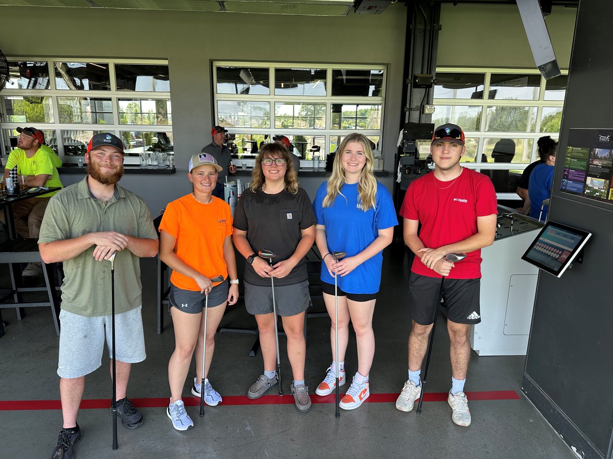 MegaKCbuilds's tweet photo. MegaKC had a fantastic time at our Intern/Mentor event at T-Shotz!⛳ 
We celebrated our Interns hitting their halfway mark before they head back to school!
Thanks for all you do, Max, Bethany, Hunter, Taylor, and Gabe! 

#Interns #MegaKC #PittState #UCM #Gorillas #Mules #Culture https://t.co/cbhfVGRJT0