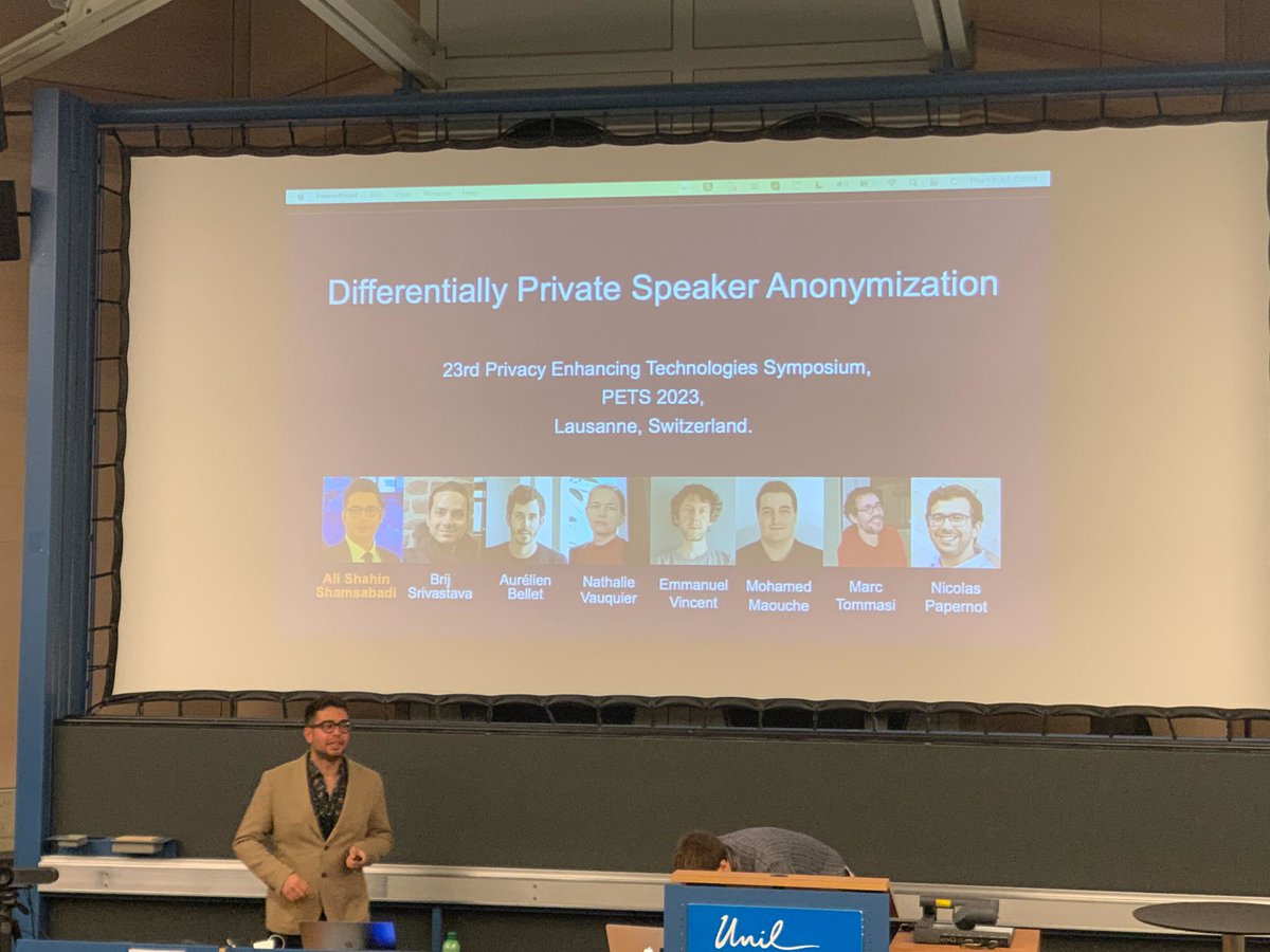 AliShahinShams1's tweet photo. Slides of both papers that I presented last week at @PET_Symposium #pets23:
1. https://t.co/7JvG00KeCZ (Differentially Private Speaker Anonymization)
2. https://t.co/jirKlXF5GU (Losing Less: A Loss for Differentially Private Deep learning) https://t.co/8PgXlSpnQs