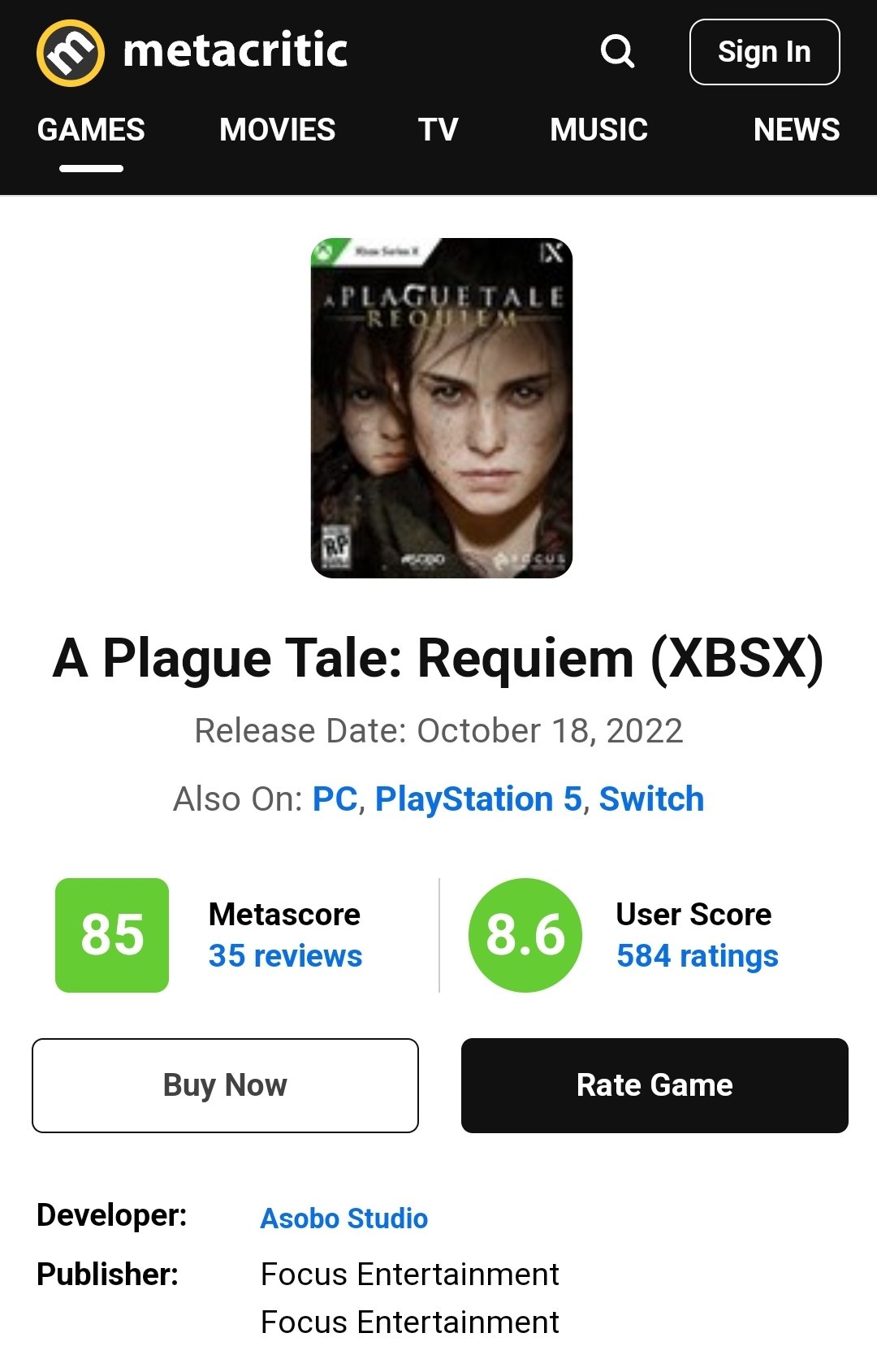 Games Like 'A Plague Tale: Requiem' to Play Next - Metacritic