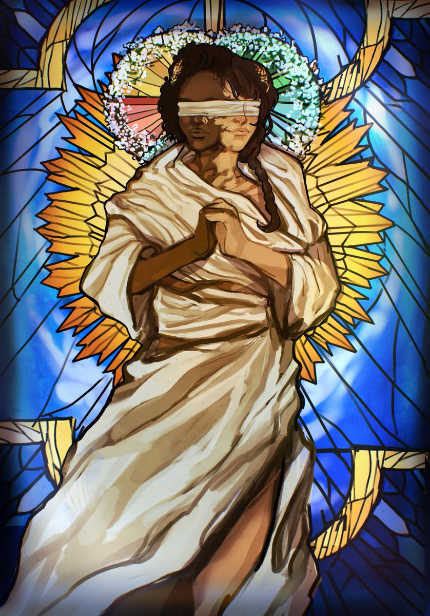 pear_adox's tweet image. drew this fun stained glass window for my friend’s rpg setting :)