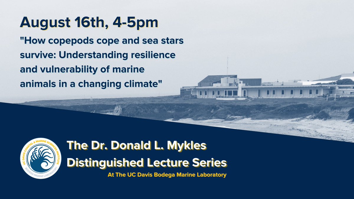 Join us at the @ucdavis Bodega Marine Lab or on Zoom for a community lecture with Dr. @mpespeni on 8/16! This is an inaugural event in the Dr. Donald L. Mykles Distinguished Lecture Series. Learn more and RSVP here: mykles-lecture-series.eventbrite.com