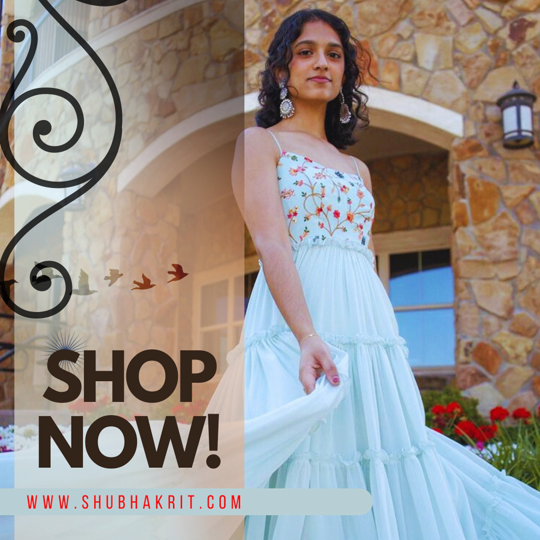 Let your style blossom with these floral-inspired fashion styles. Embrace the beauty of summer with these stunning floral print dresses! Visit our website shubhakrit.com #NRIPage #shubhakrit #FloralPrintDresses #SummerFashion #FlowerPower #FeminineStyle #GardenParty