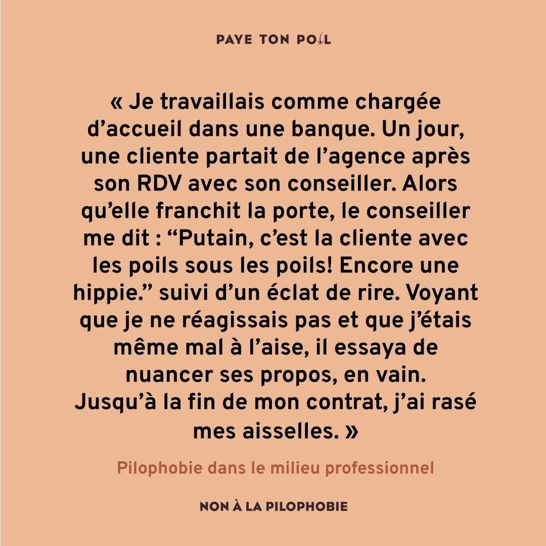 TonPoil's tweet photo. #PayeTonPoil 
Pilophobie en milieu professionnel

#epilation #pilosite #pilophobie #moncorpsmonchoix #temoignage #bodypositivity #bodyhair #poils #feminisme #emancipation #bodypositive #futureisfemale #thefutureisfeminist #bodyhairdontcare #noshavenoshame #normalizebodyhair https://t.co/ht7ck1UBIG