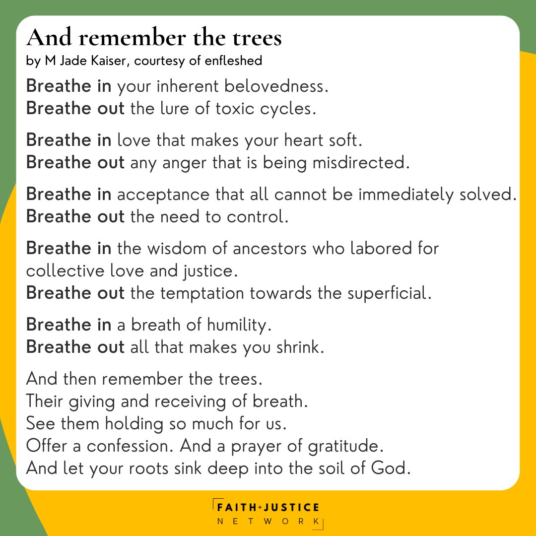 FaithJusticeNet's tweet image. Take a moment to read and reflect on this prayer. "Breathe in....Breathe out..."