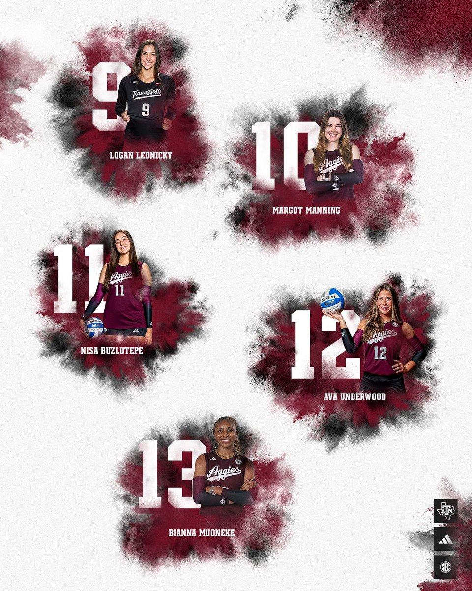 AggieVolleyball's tweet photo. Time to put some names with some numbers 👀

Our 2023 roster is officially live ‼️

💁‍♀️ https://t.co/AtUl4OOyC5

#GigEm | #AggieVB https://t.co/7QsCyx2etl