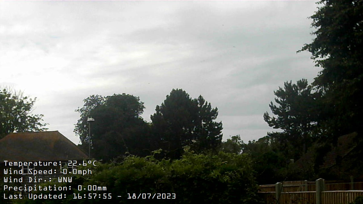 Report at 17:00 Wind:NE at av. 0mph, max gust today 11.5mph at 13:20Temp:22.6CMax today:22.8C at 16:42 Min today: 11.2C at 05:16 Baro:1016.3mb FallingRain Today:  0.0mm Fcst: increasing clouds and warmer, precipitation possible within 12 to 24 hrs, windy.