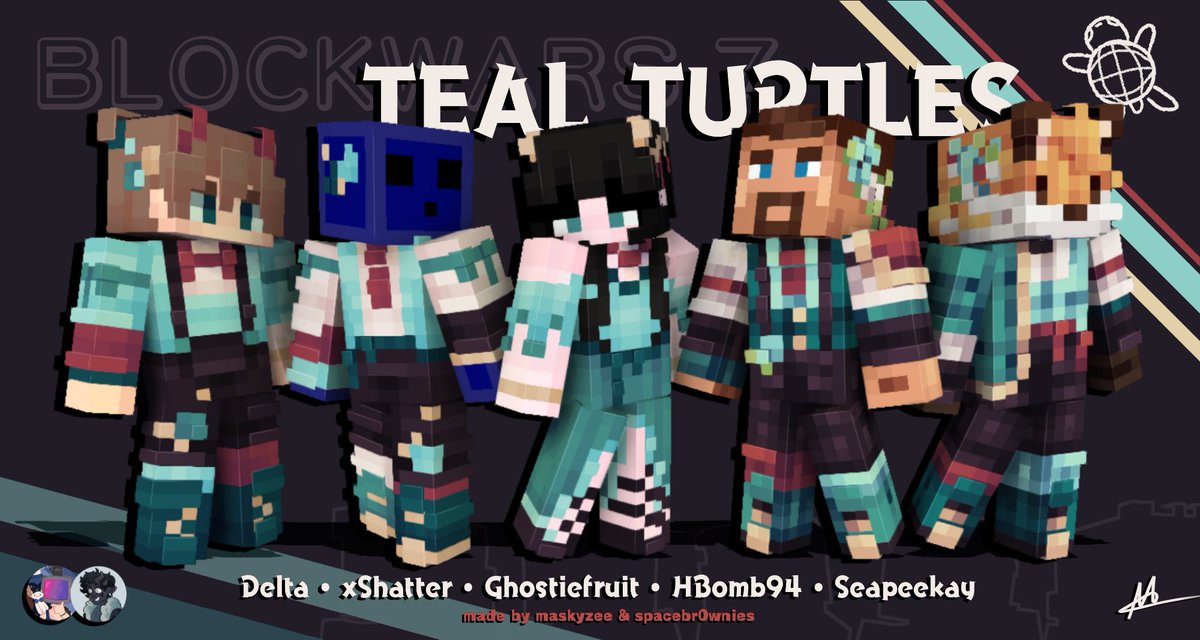 👑 Blockwars 7 Teal Turtles skins 👑
--- awesome collab w/ <a href="/spacebr0wnies/">space brownie 🌌 comms closed</a>

‒ rts are very much appreciated! :D
⇃ Download links for the skins below! ⇂

[ #blockwars #blockwarsskins #blockwarsfanart <a href="/xshatte/">xshatter 😏</a> ]
